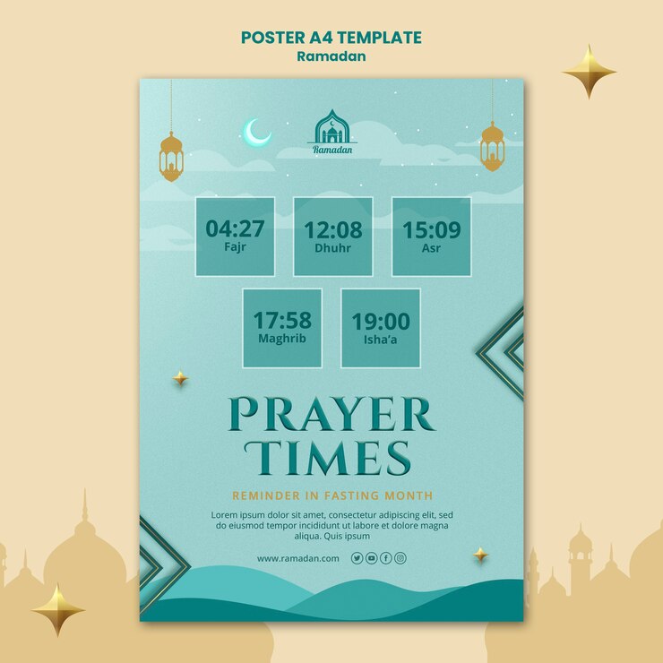PSD gratuito plantilla de póster vertical para la celebración del ramadán