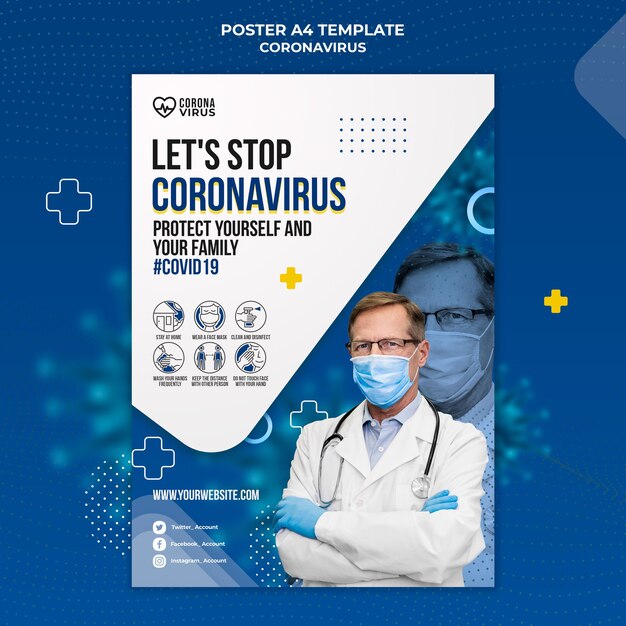 Plantilla de póster vertical para la concientización sobre el coronavirus
