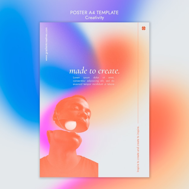Plantilla de póster vertical de creatividad con estilo degradado sutil