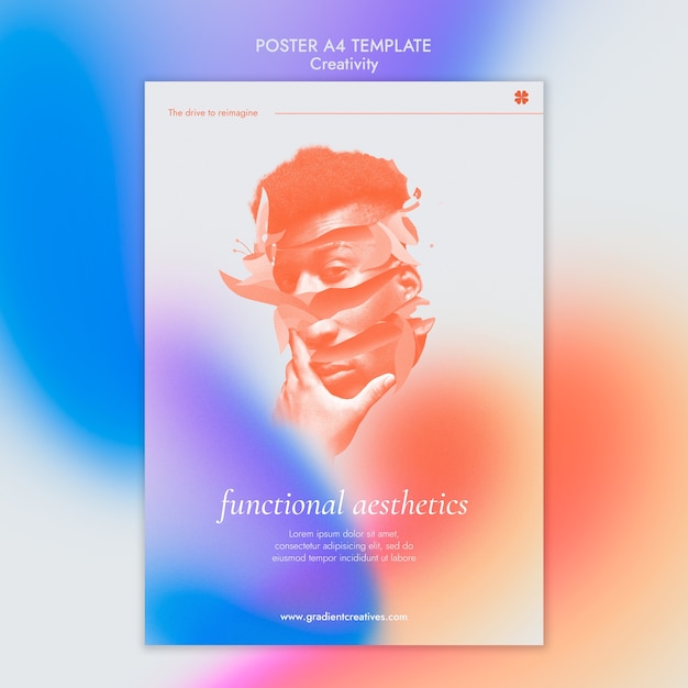 Plantilla de póster vertical de creatividad con estilo degradado sutil
