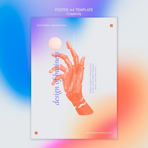 Plantilla de póster vertical de creatividad con estilo degradado sutil