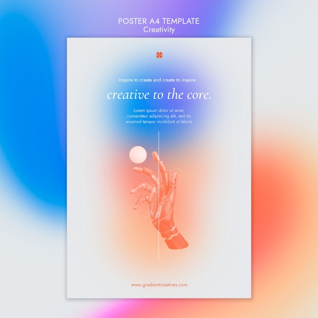 Plantilla de póster vertical de creatividad con estilo degradado sutil