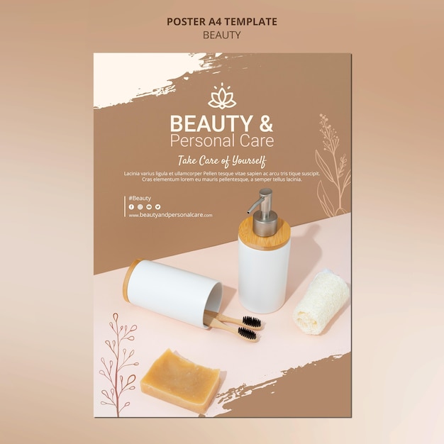 PSD gratuito plantilla de póster vertical para cuidado personal y belleza.