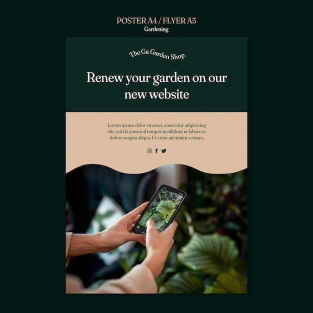 PSD gratuito plantilla de póster vertical para el cultivo de plantas de interior.