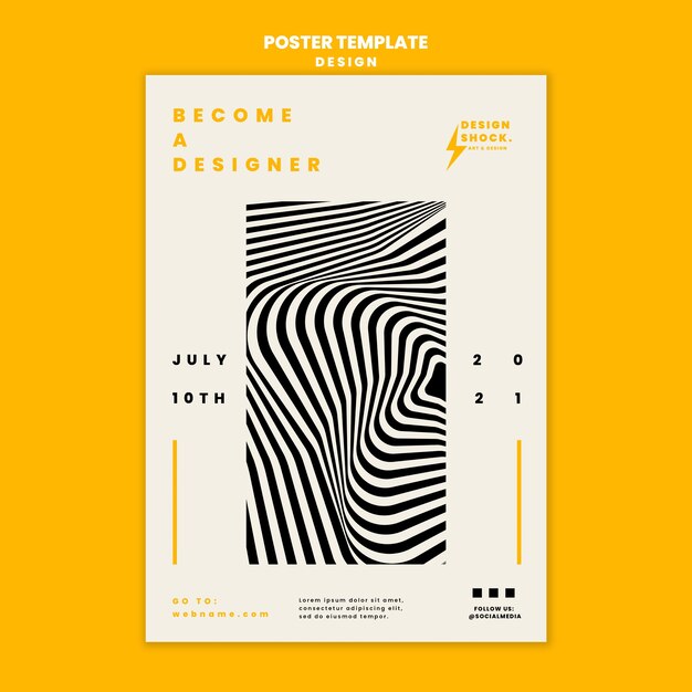 Plantilla de póster vertical para cursos de diseño gráfico