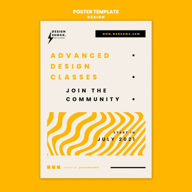 PSD gratuito plantilla de póster vertical para cursos de diseño gráfico