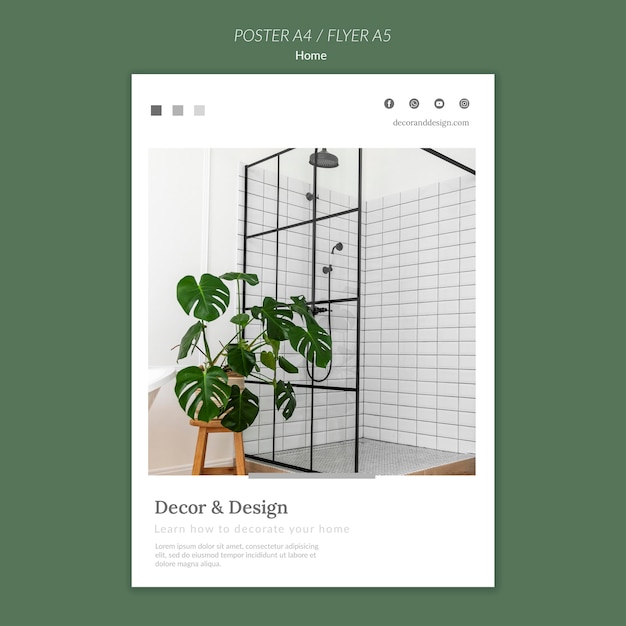 PSD gratuito plantilla de póster vertical para decoración y diseño del hogar