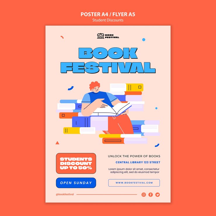 PSD gratuito plantilla de póster vertical para descuentos y ofertas para estudiantes