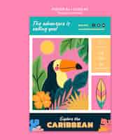 PSD gratuito plantilla de póster vertical de destino de viaje caribeño