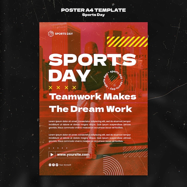 PSD gratuito plantilla de póster vertical del día deportivo
