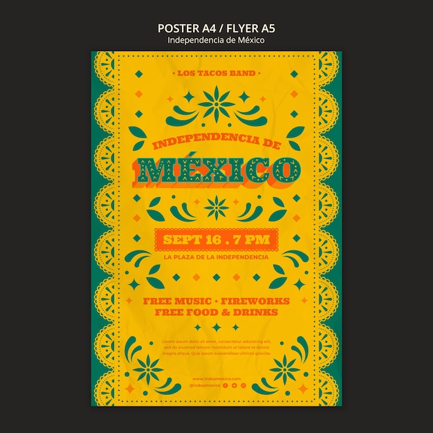 Plantilla de póster vertical para el día de la independencia de méxico