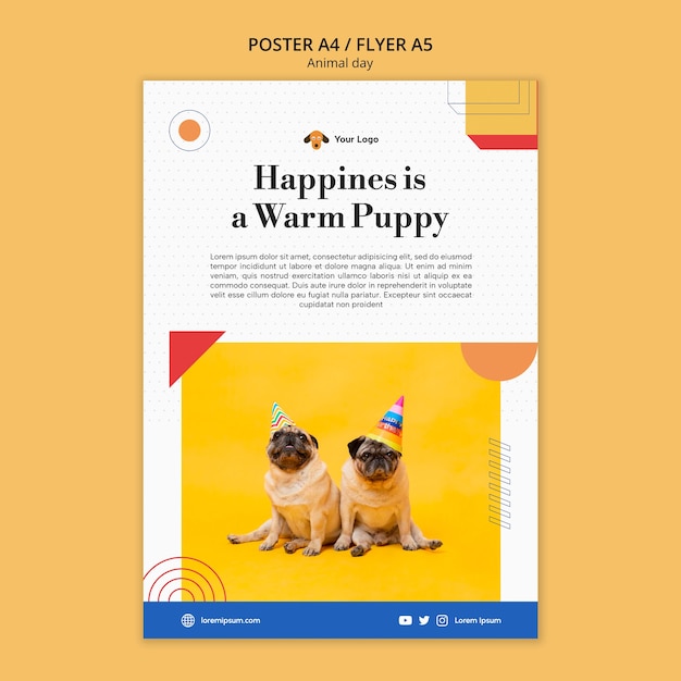 PSD gratuito plantilla de póster vertical del día mundial de los animales