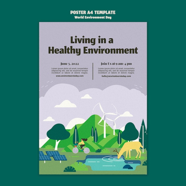 Plantilla de póster vertical del día mundial del medio ambiente