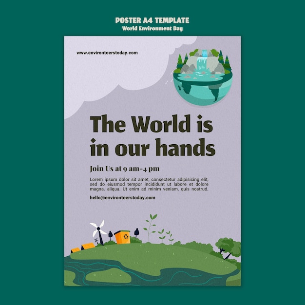 Plantilla de póster vertical del día mundial del medio ambiente