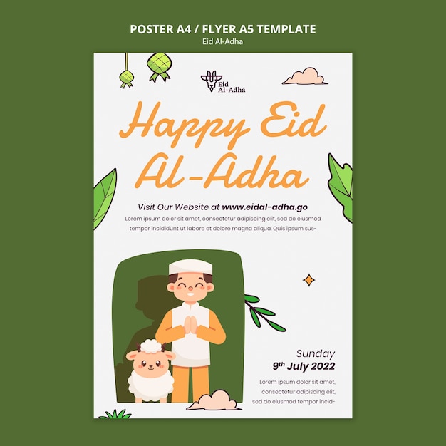 PSD gratuito plantilla de póster vertical de eid al-adha con personas rezando