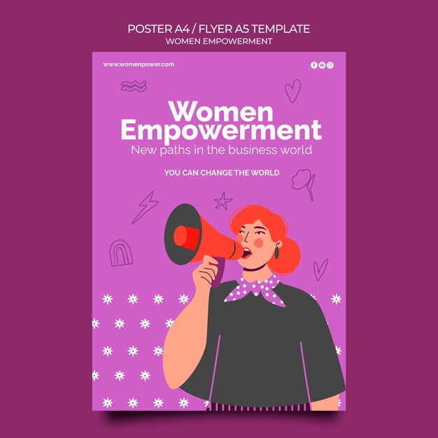 Plantilla de póster vertical para el empoderamiento de las mujeres