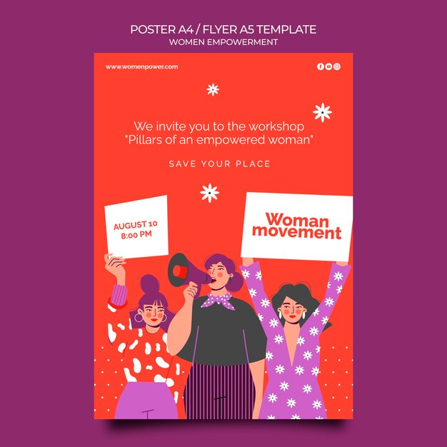 Plantilla de póster vertical para el empoderamiento de las mujeres