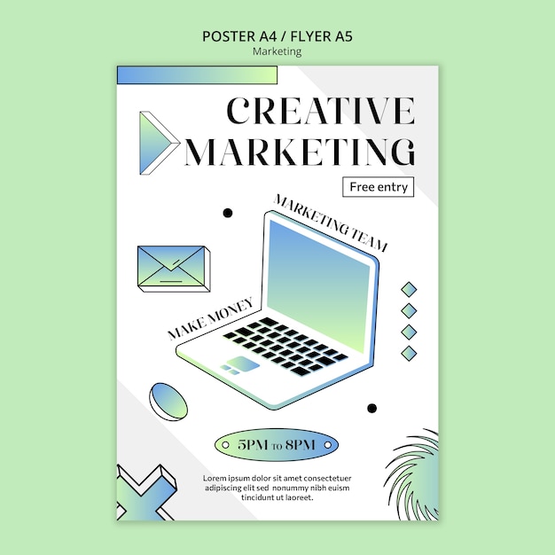 PSD gratuito plantilla de póster vertical para empresa de marketing.