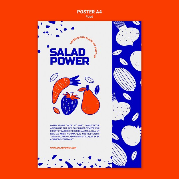 Plantilla de póster vertical para ensalada de poder
