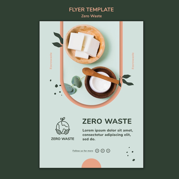 PSD gratuito plantilla de póster vertical para un estilo de vida sin desperdicio