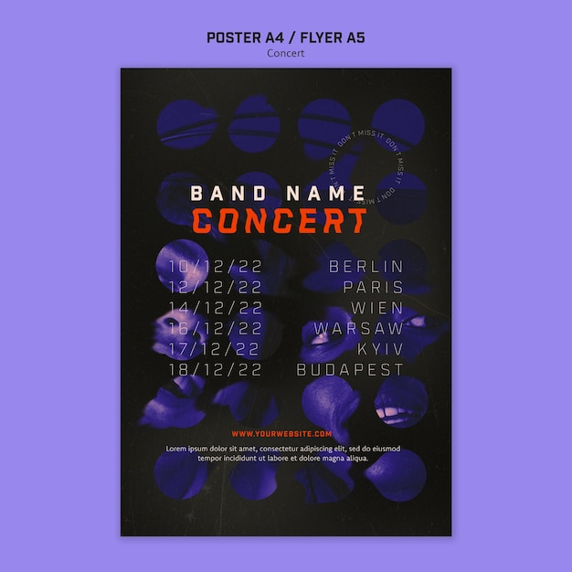 Plantilla de póster vertical de evento de concierto abstracto