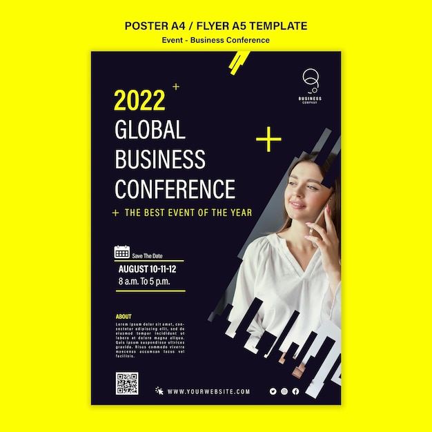 PSD gratuito plantilla de póster vertical para evento de negocios profesional