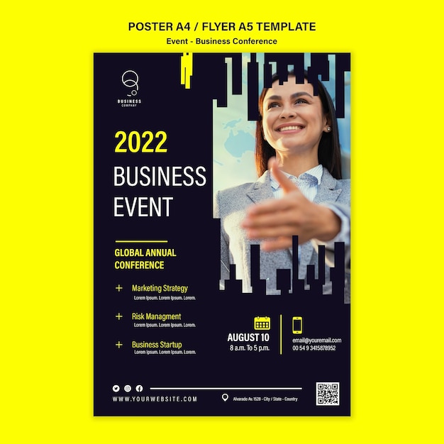 Plantilla de póster vertical para evento de negocios profesional