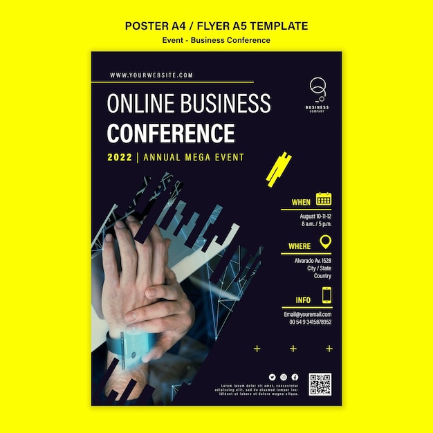 PSD gratuito plantilla de póster vertical para evento de negocios profesional