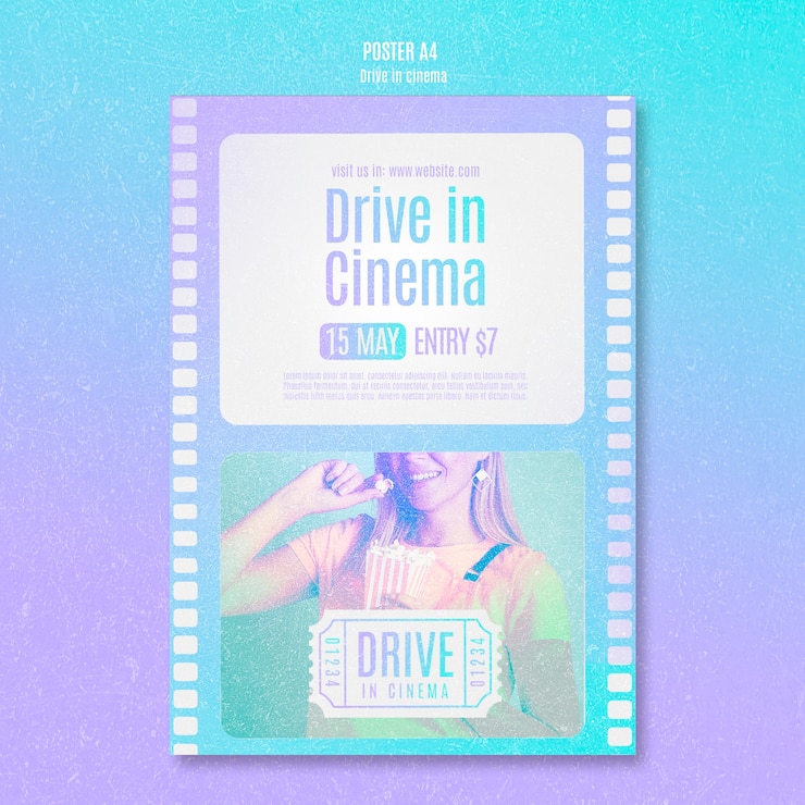 PSD gratuito plantilla de póster vertical para experiencia de autocine