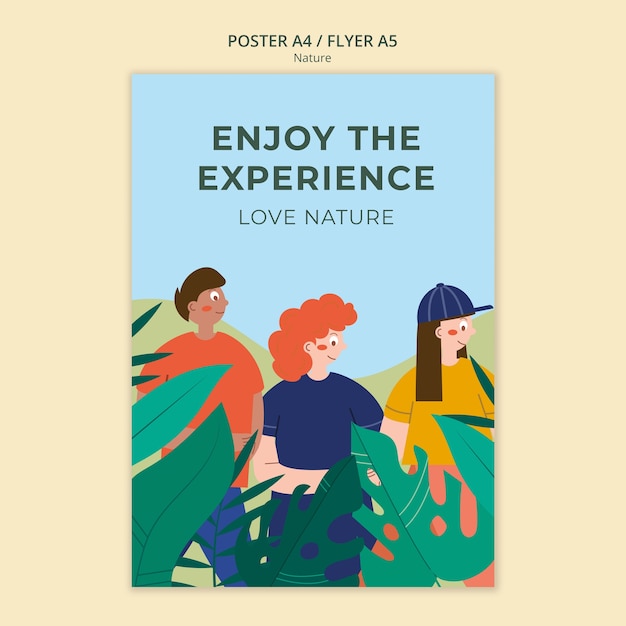 Plantilla de póster vertical de exploración de la naturaleza y aventura al aire libre