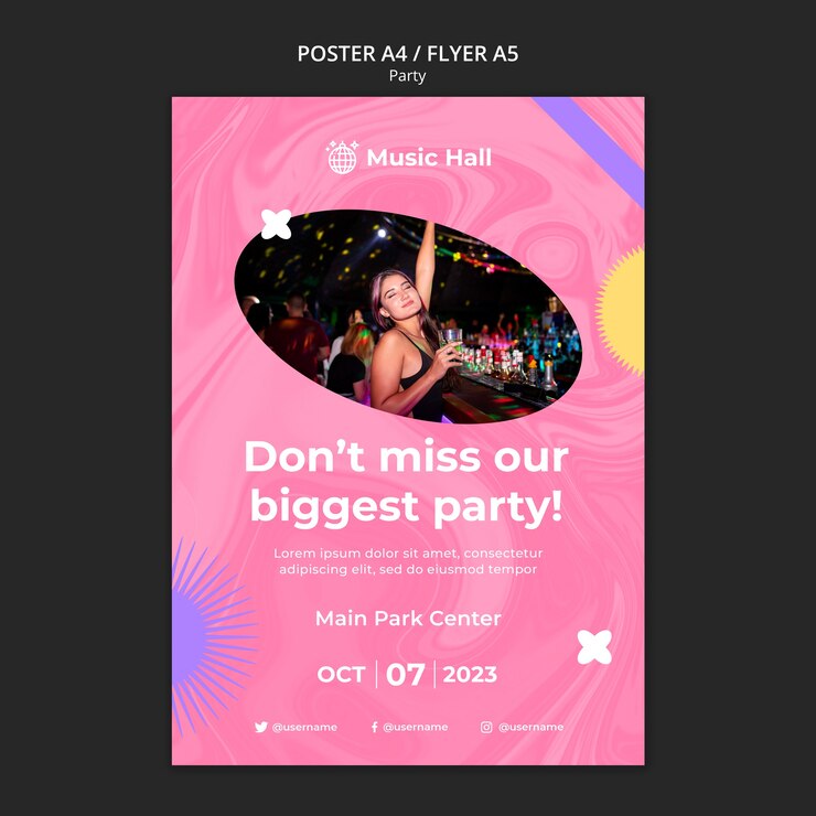 PSD gratuito plantilla de póster vertical de fiesta de baile