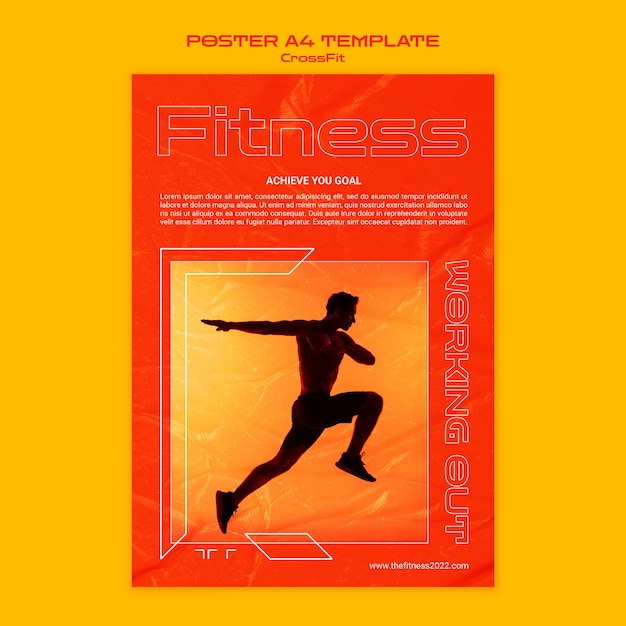 PSD gratuito plantilla de póster vertical de fitness y salud.