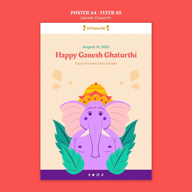 PSD gratuito plantilla de póster vertical de ganesh chaturthi