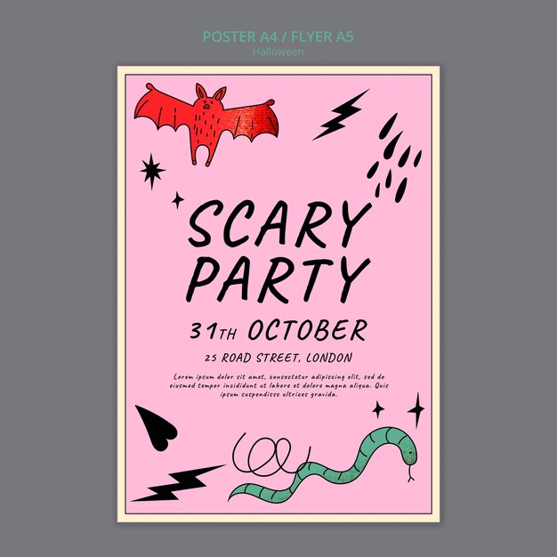 PSD gratuito plantilla de póster vertical de halloween con textura brillante