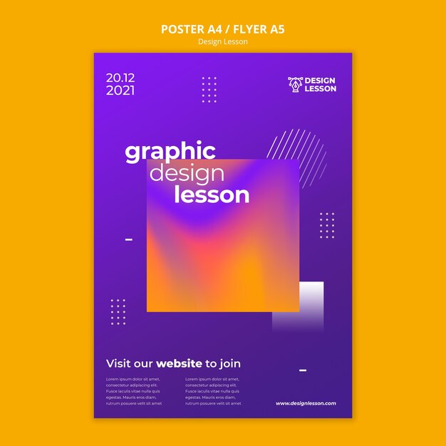 Plantilla de póster vertical para lecciones de diseño gráfico