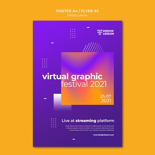 Plantilla de póster vertical para lecciones de diseño gráfico