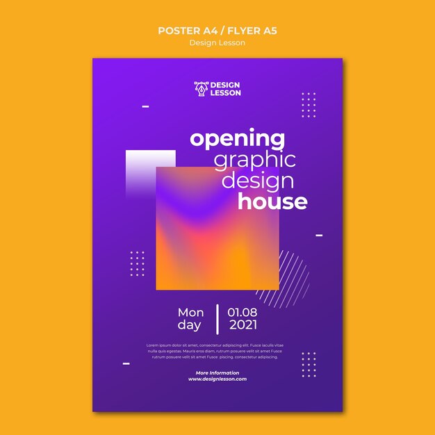 Plantilla de póster vertical para lecciones de diseño gráfico