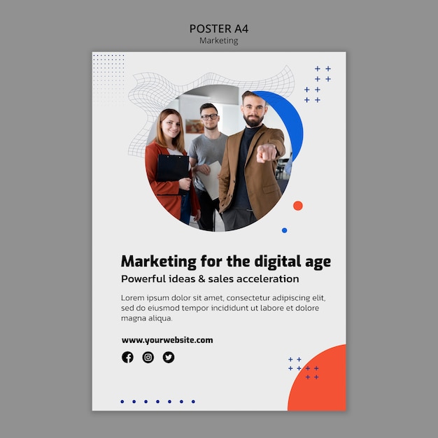 PSD gratuito plantilla de póster vertical de marketing empresarial