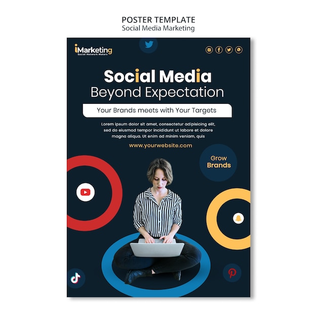 Plantilla de póster vertical para marketing en redes sociales