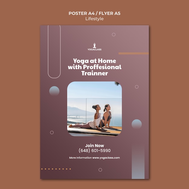 Plantilla de póster vertical para práctica y ejercicio de yoga