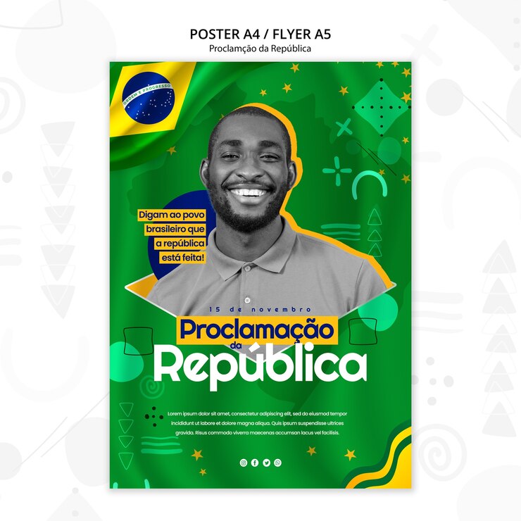 PSD gratuito plantilla de póster vertical de proclamacao da republica