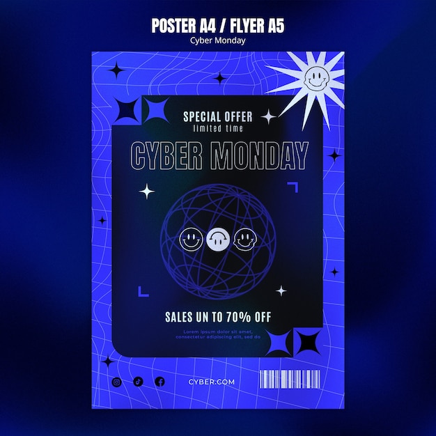 PSD gratuito plantilla de póster vertical para rebajas del cyber monday.