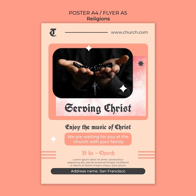 PSD gratuito plantilla de póster vertical de religión y culto