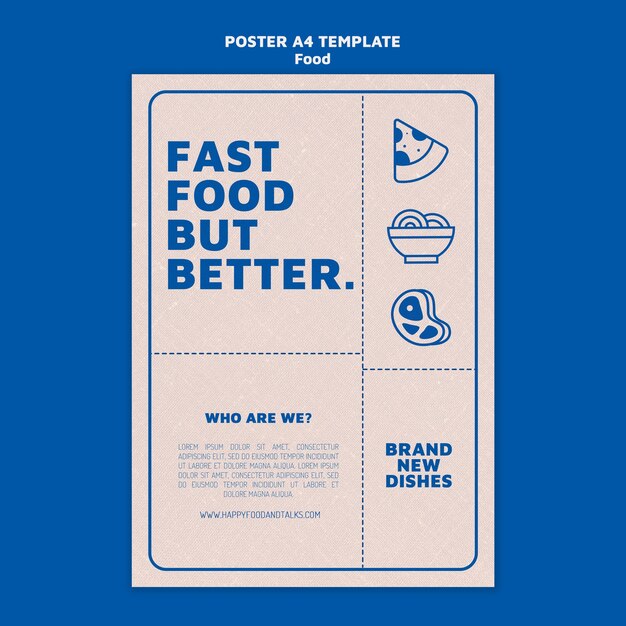 Plantilla de póster vertical de restaurante de comida rápida en estilo monocromo simple