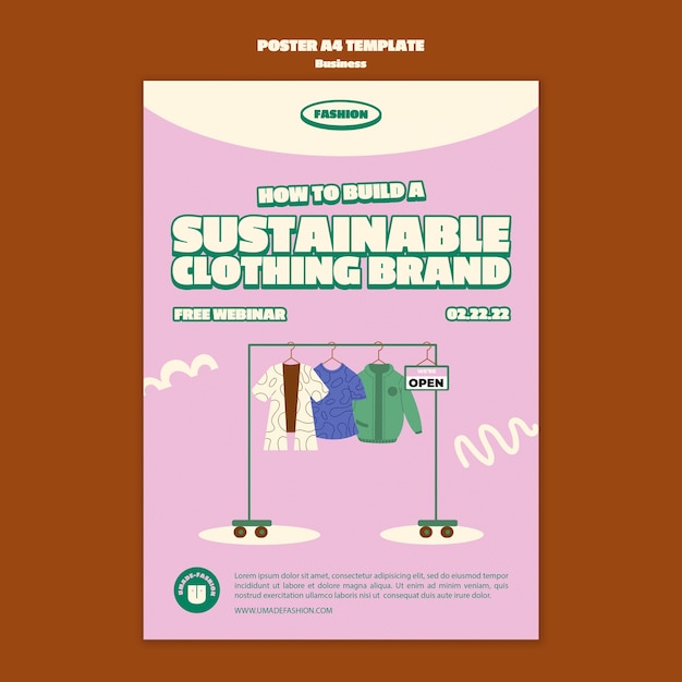 PSD gratuito plantilla de póster vertical de tienda de moda lenta sostenible