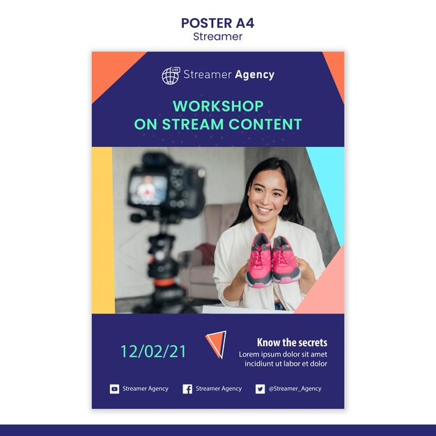 Plantilla de póster vertical para transmitir contenido en línea