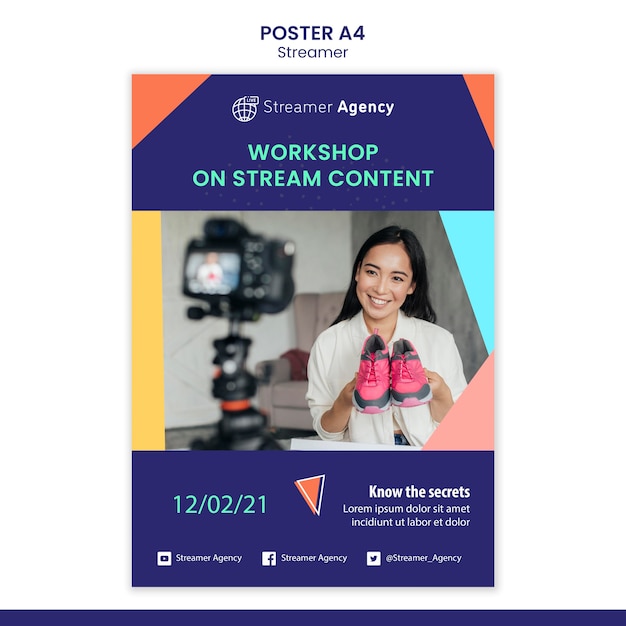 Plantilla de póster vertical para transmitir contenido en línea