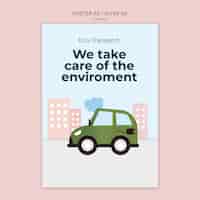 PSD gratuito plantilla de póster vertical de transporte ecológico y ecológico.