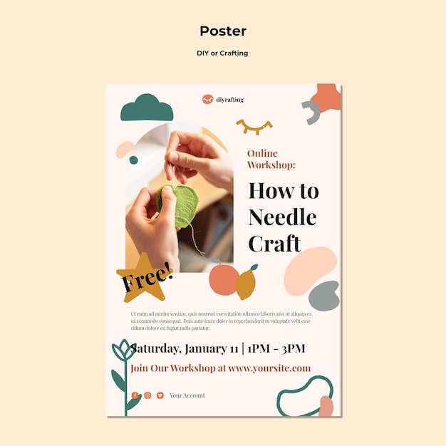 PSD gratuito plantilla de póster vertical para tutoriales de bricolaje
