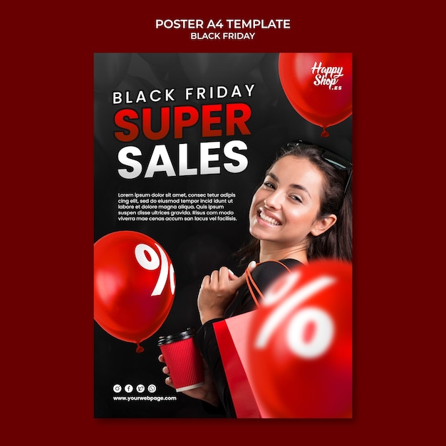 Plantilla de póster vertical de ventas de viernes negro